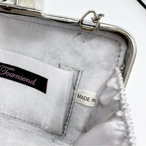 Lulu Townsend Designer Minaudiere Handbag‎ Coin Purse Rhinestone Silver Clutch - Picture 13 of 13